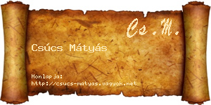 Csúcs Mátyás névjegykártya